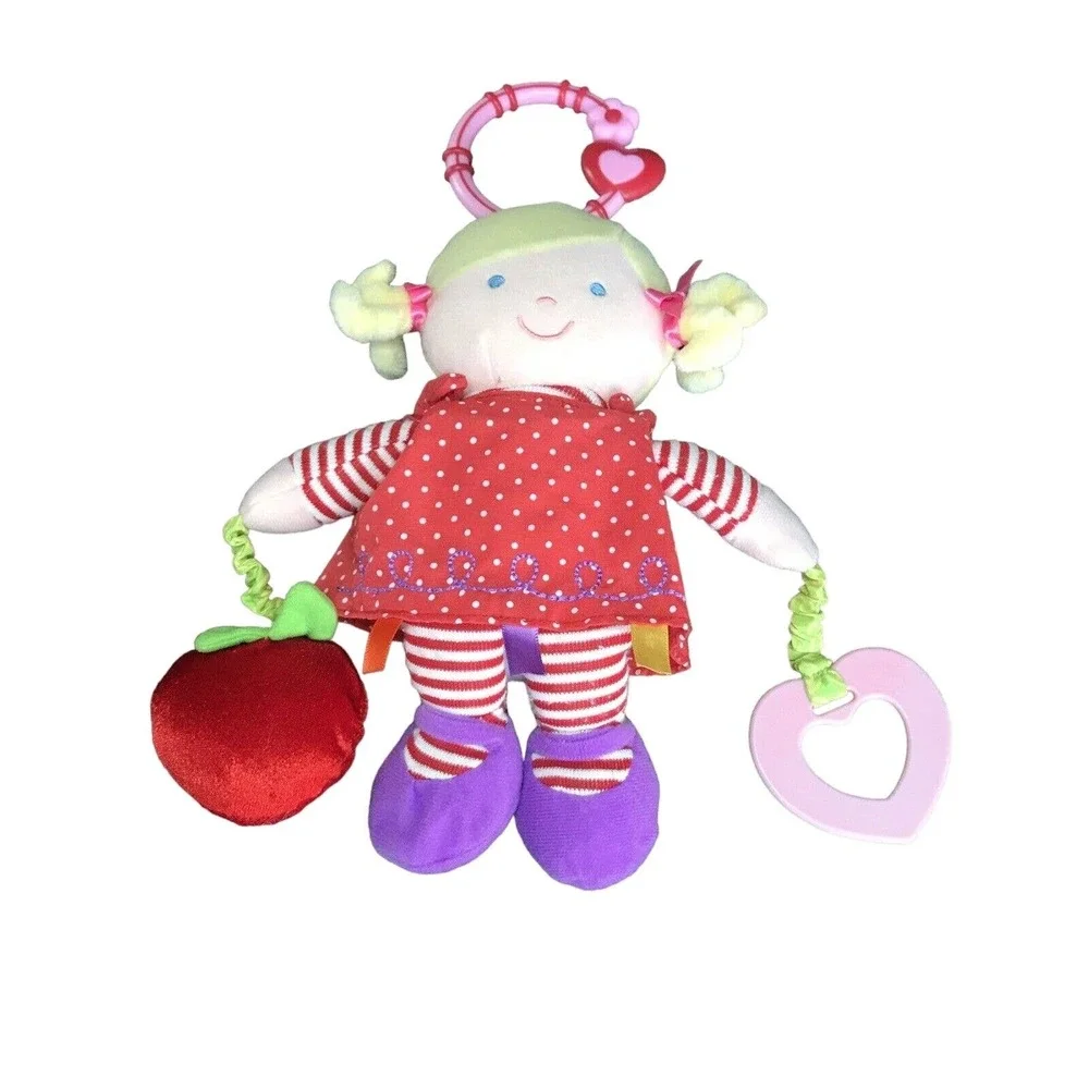 Prestige Baby Lovie Blonde Red Polka Dot Dress Squeak Strawberry Heart Teether